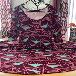 LuLaRoe dress size 3xl in colors burgundy, pink and turquoise